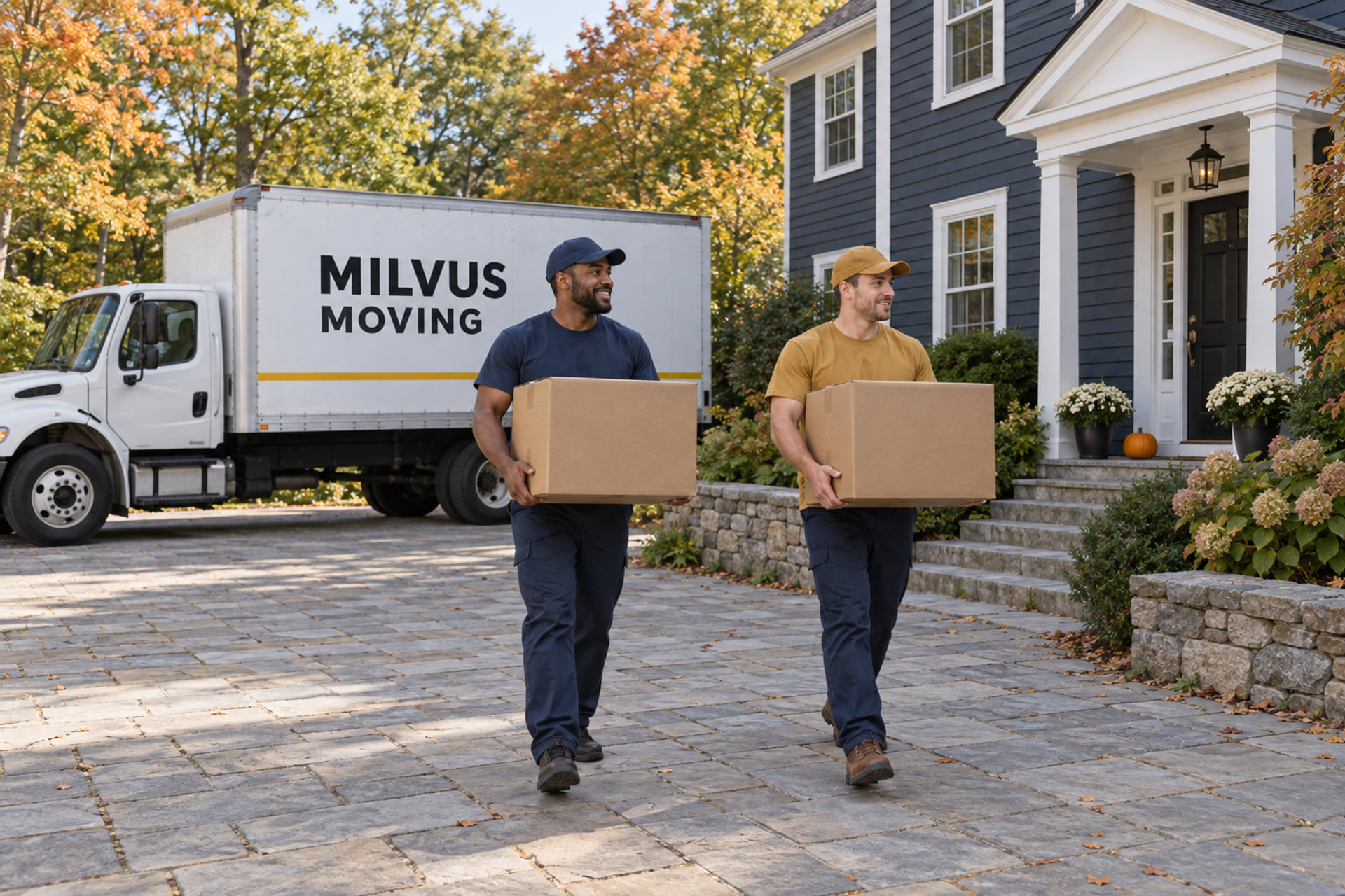 Household belongings prepared for an interstate moving pickup