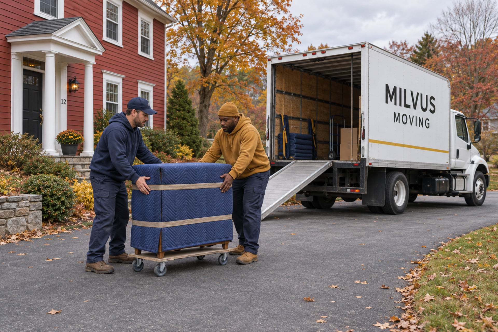 Household belongings prepared for an interstate moving pickup