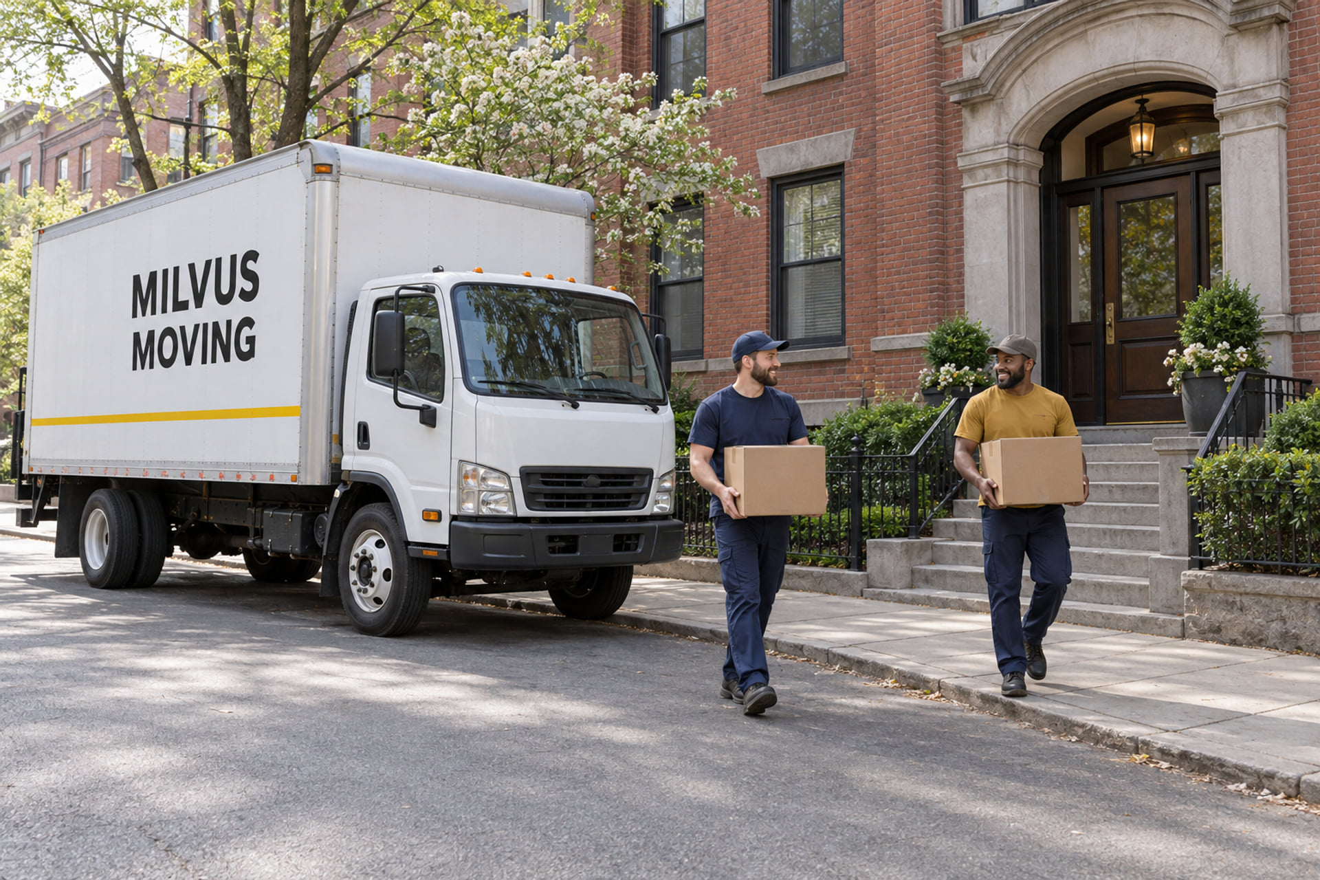 Household belongings prepared for an interstate moving pickup