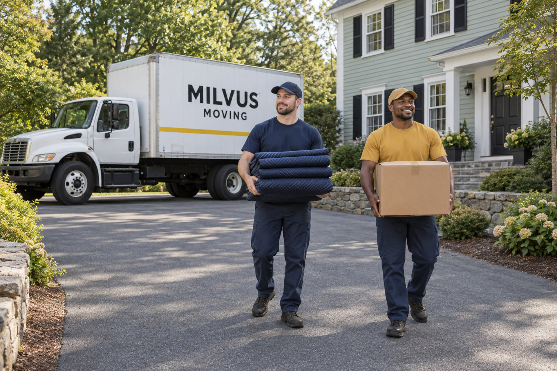 Household belongings prepared for an interstate moving pickup