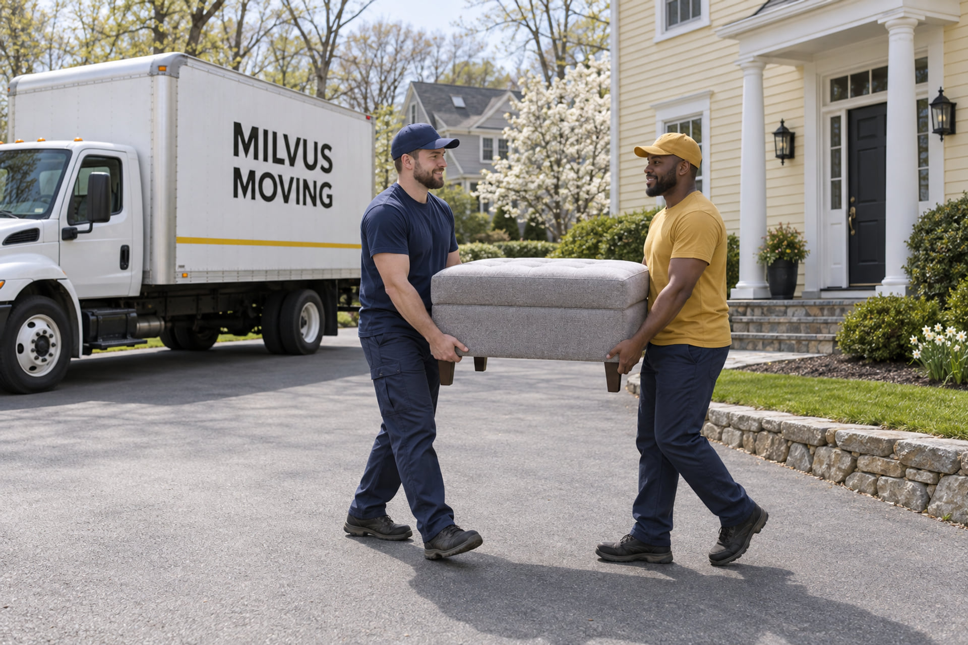 Household belongings prepared for an interstate moving pickup