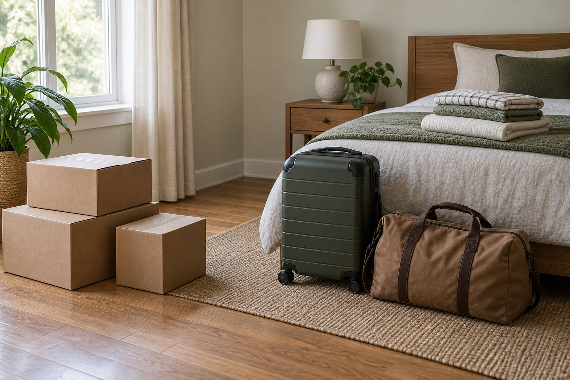 Personal luggage separated from packed household belongings