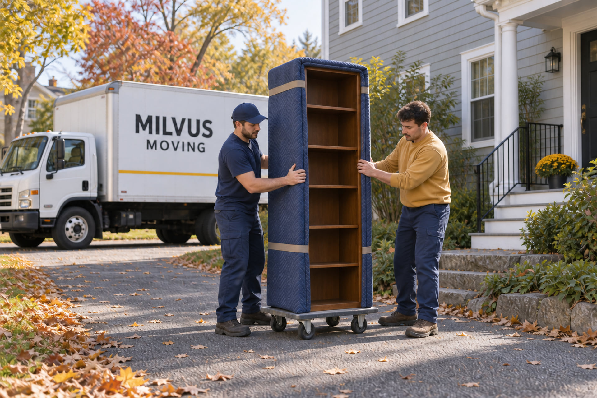 Household belongings prepared for an interstate moving pickup