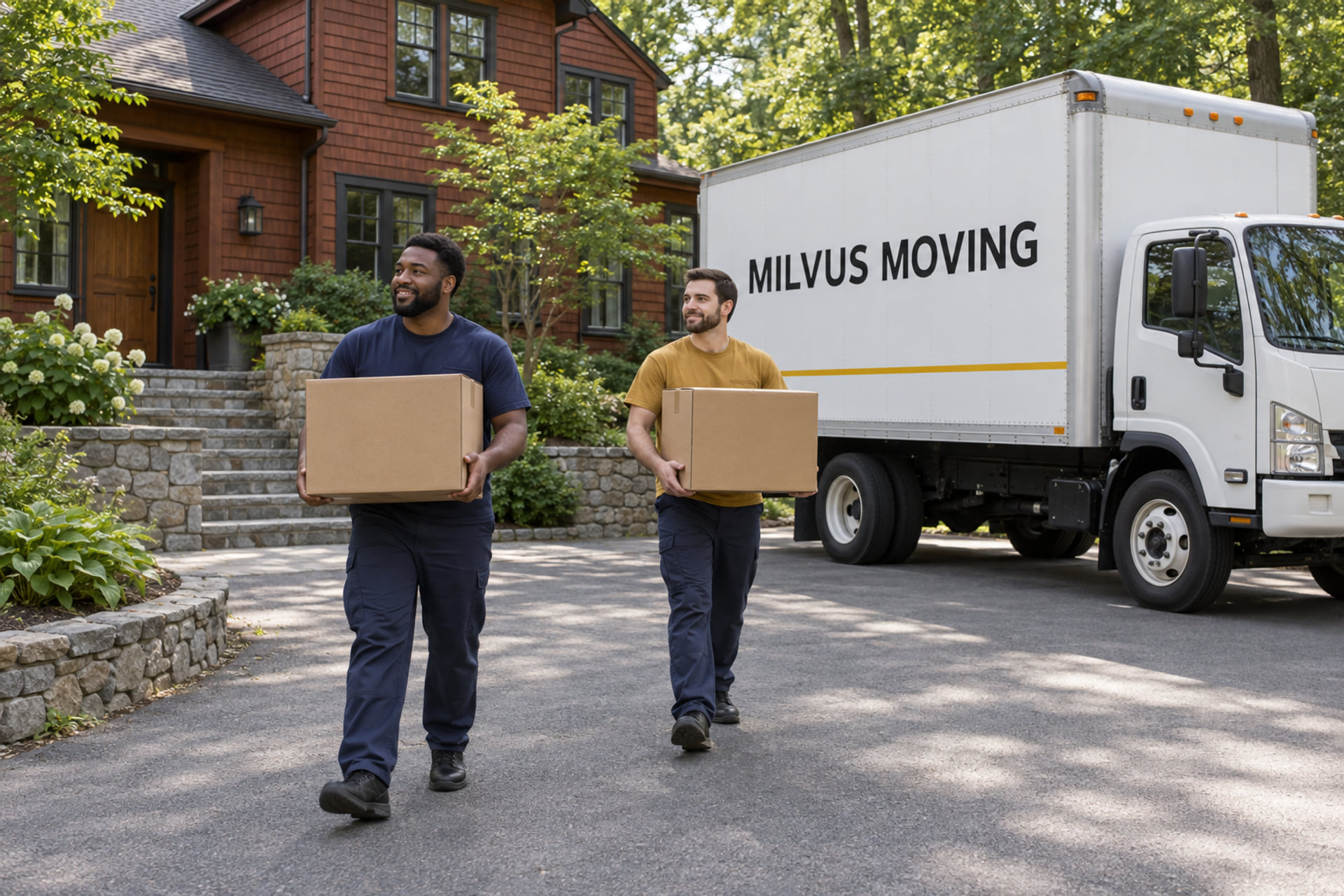 Household belongings prepared for an interstate moving pickup