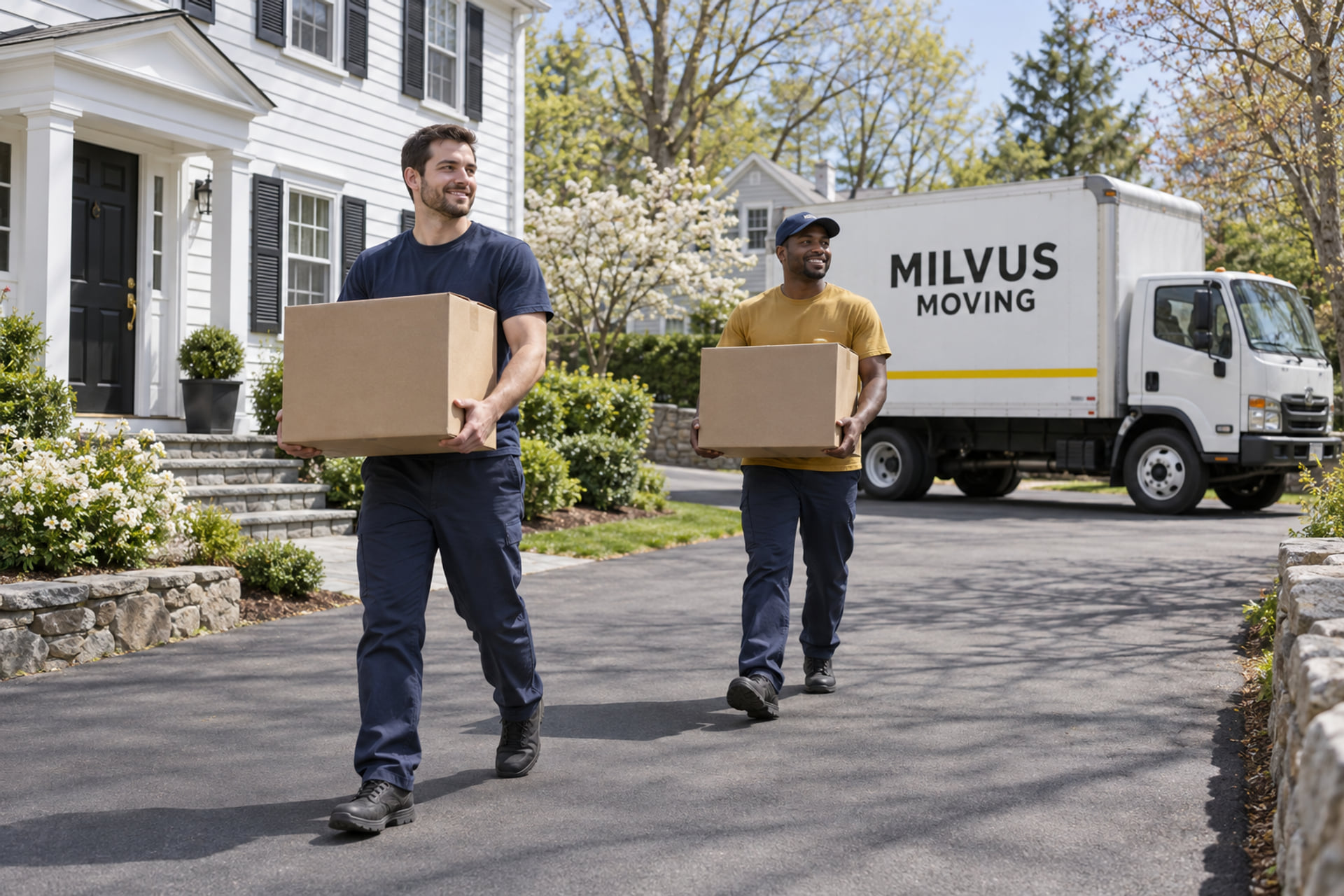 Household belongings prepared for an interstate moving pickup