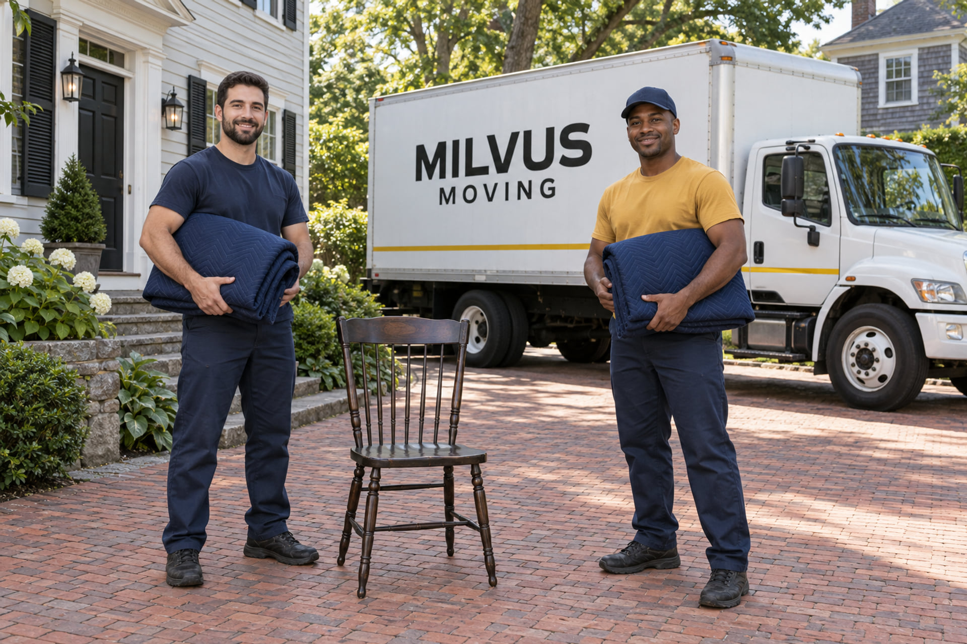 Household belongings prepared for an interstate moving pickup