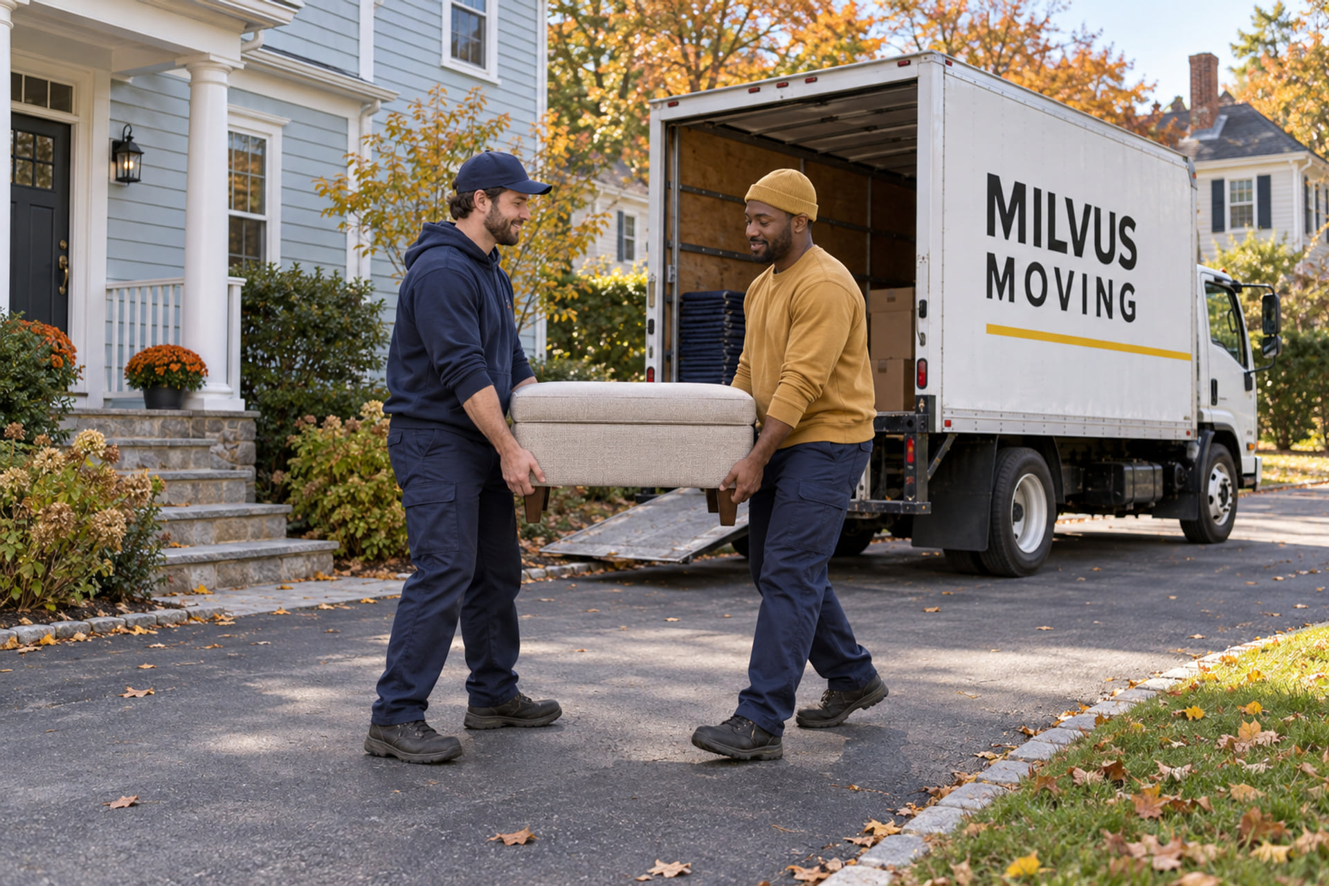 Household belongings prepared for an interstate moving pickup