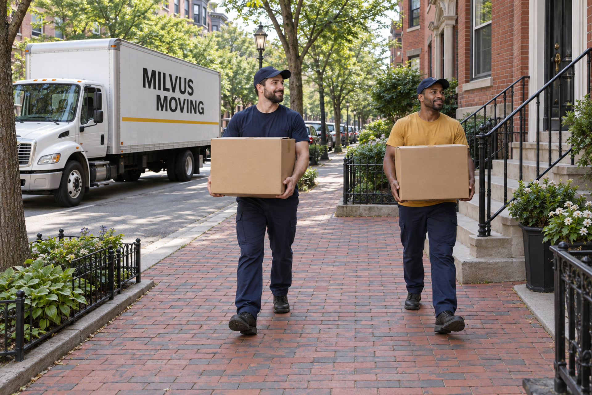 Household belongings prepared for an interstate moving pickup