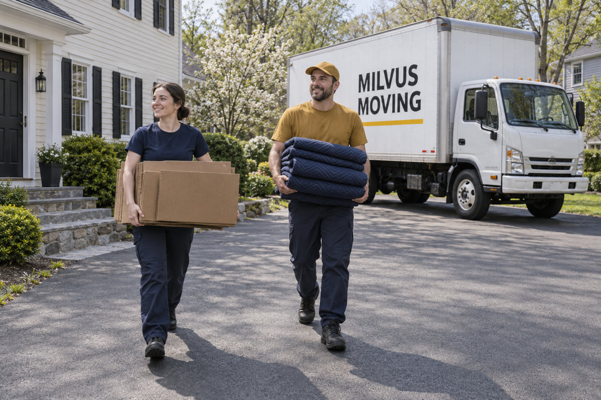 Movers preparing a household load for a Florida move