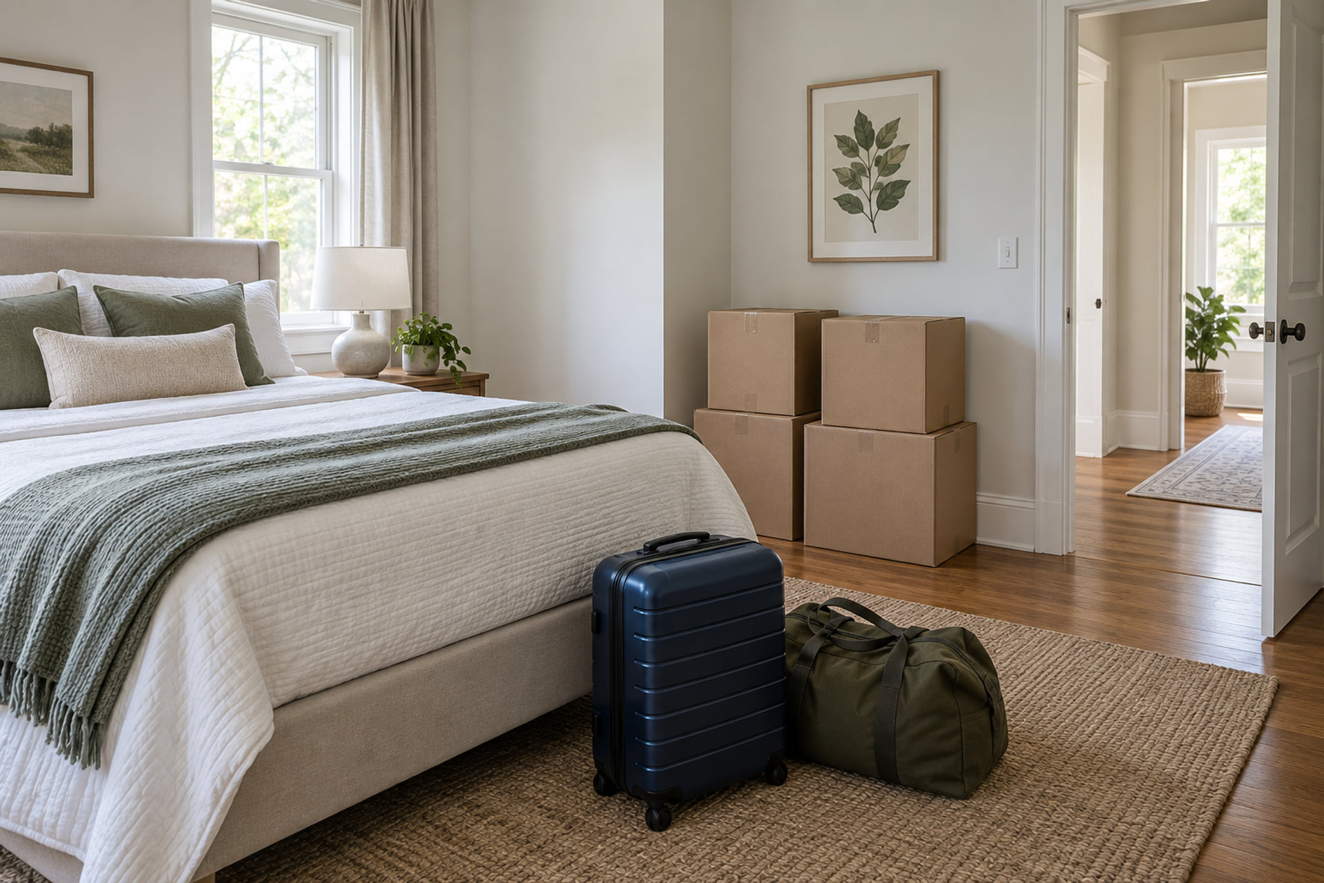 Travel essentials separated from household cartons