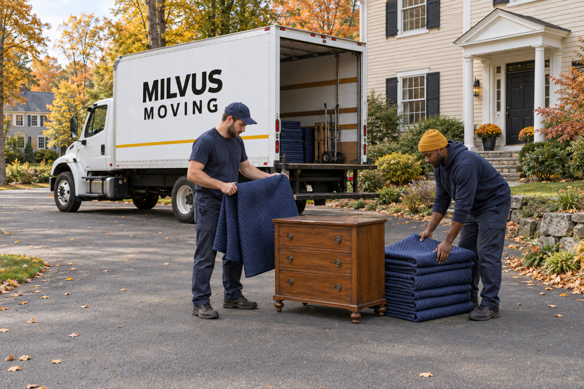 Household belongings prepared for an interstate moving pickup