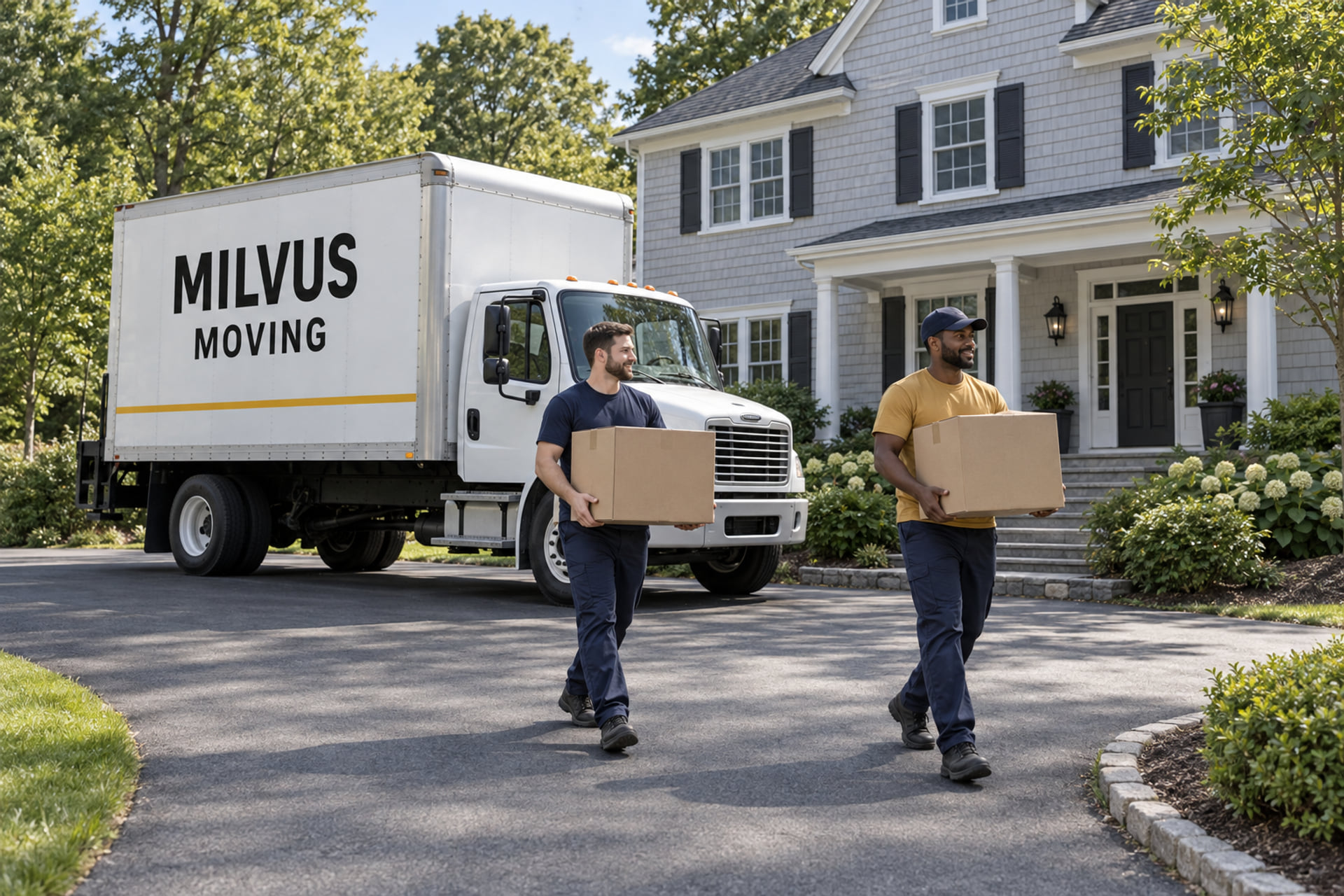 Household belongings prepared for an interstate moving pickup