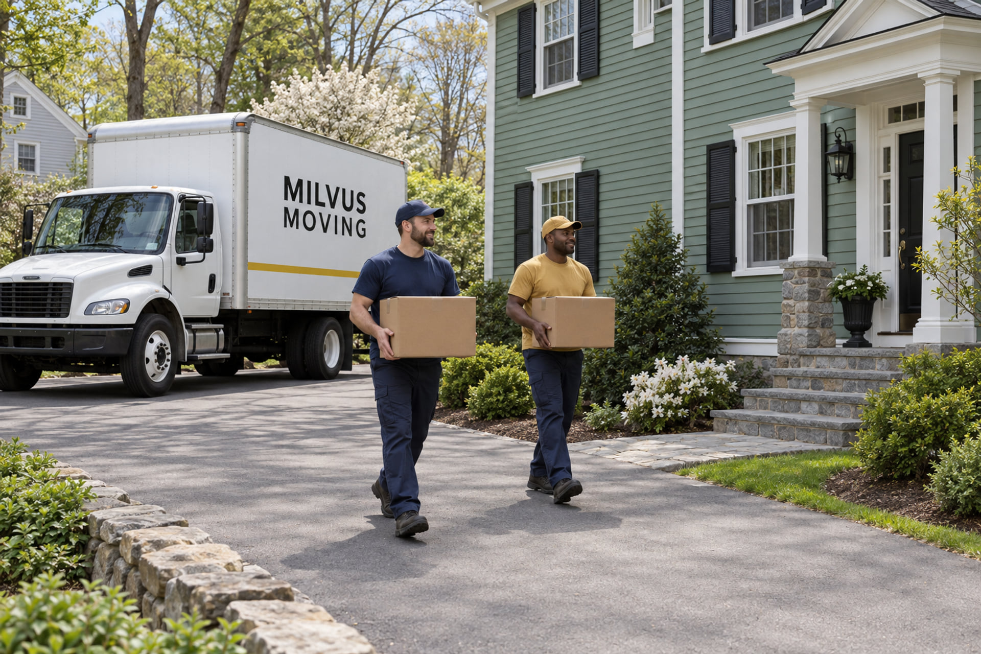 Household belongings prepared for an interstate moving pickup