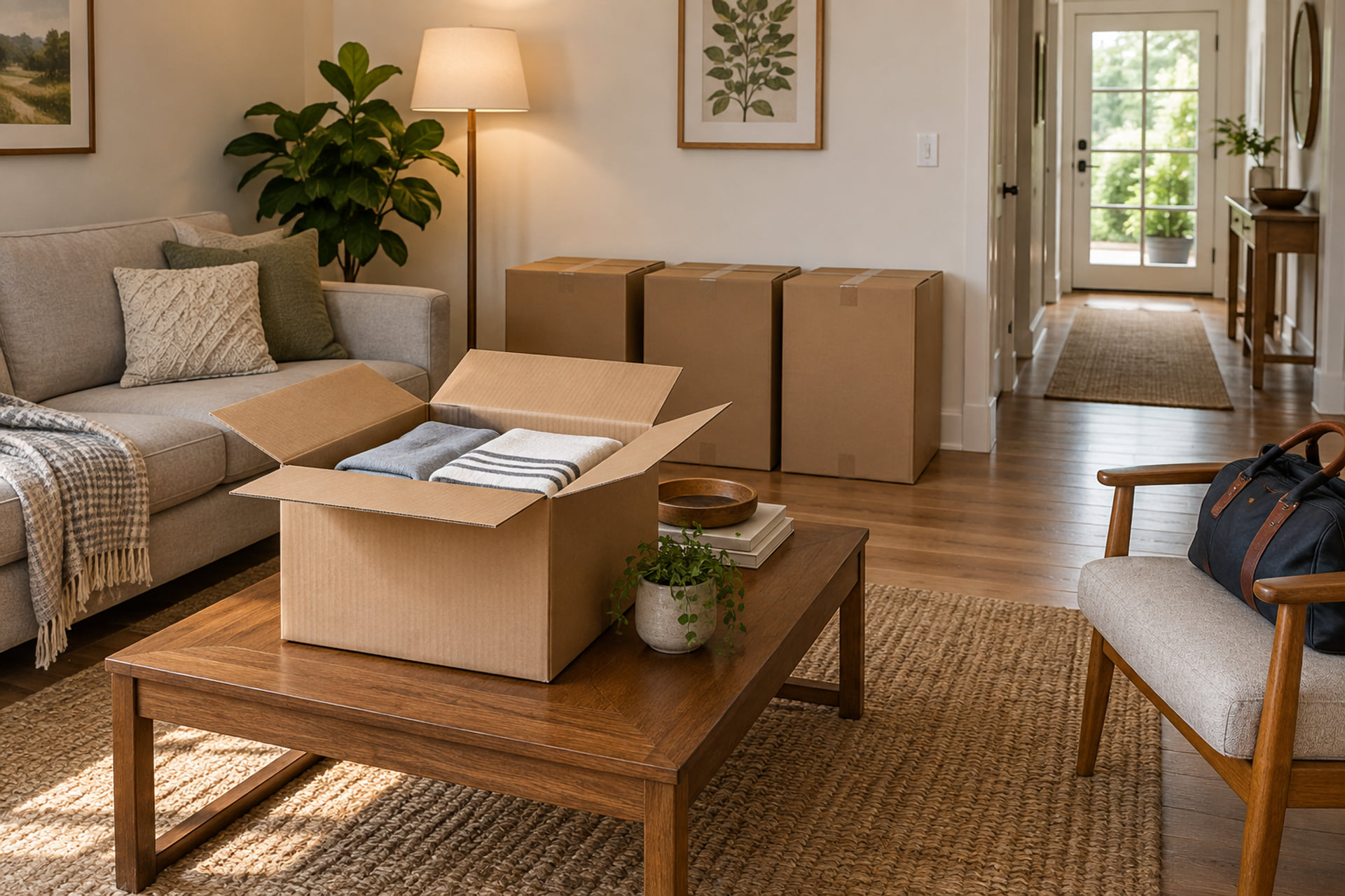 Separate packing groups in an occupied living room