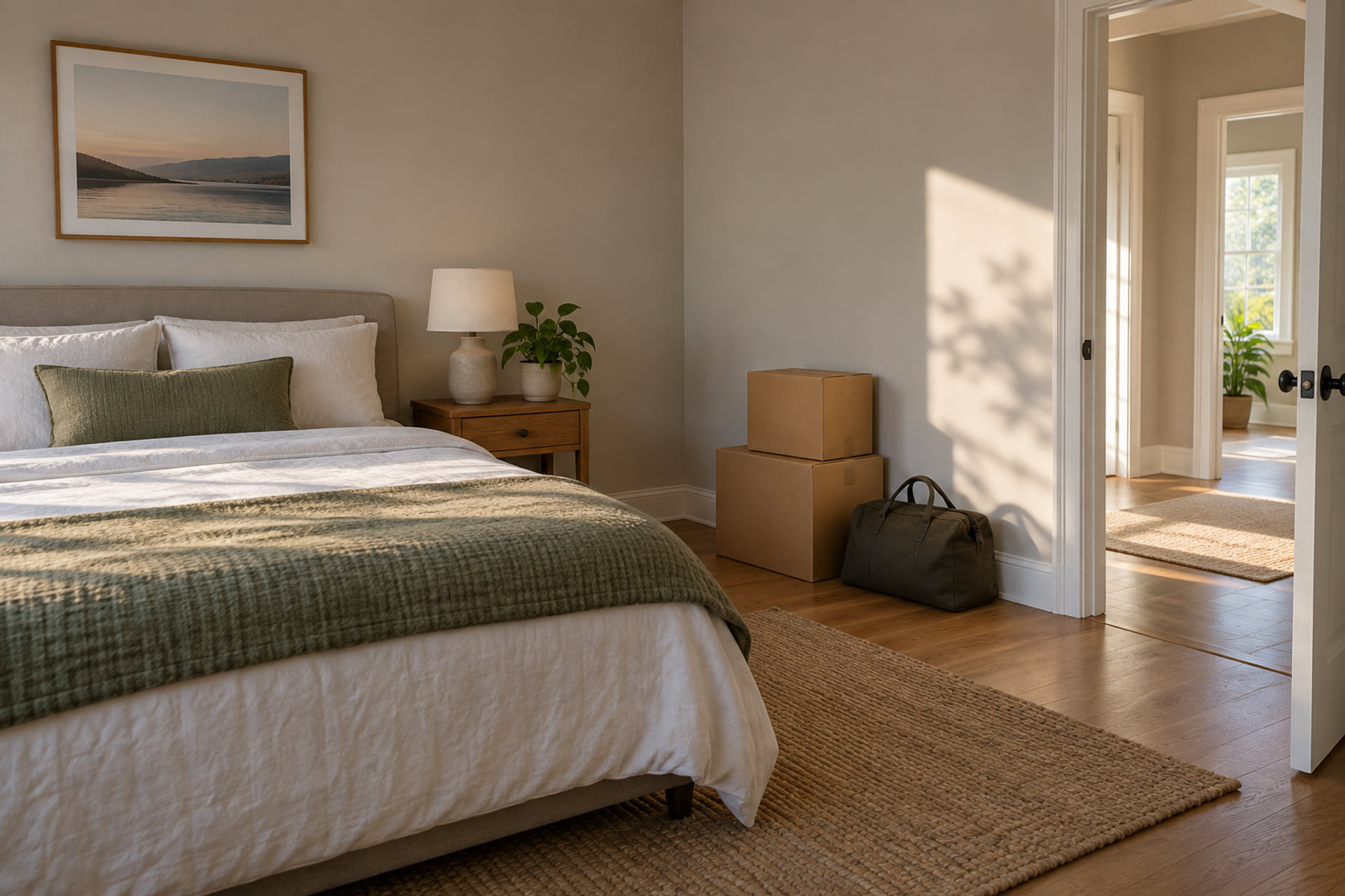 A receiving bedroom prepared for a household delivery