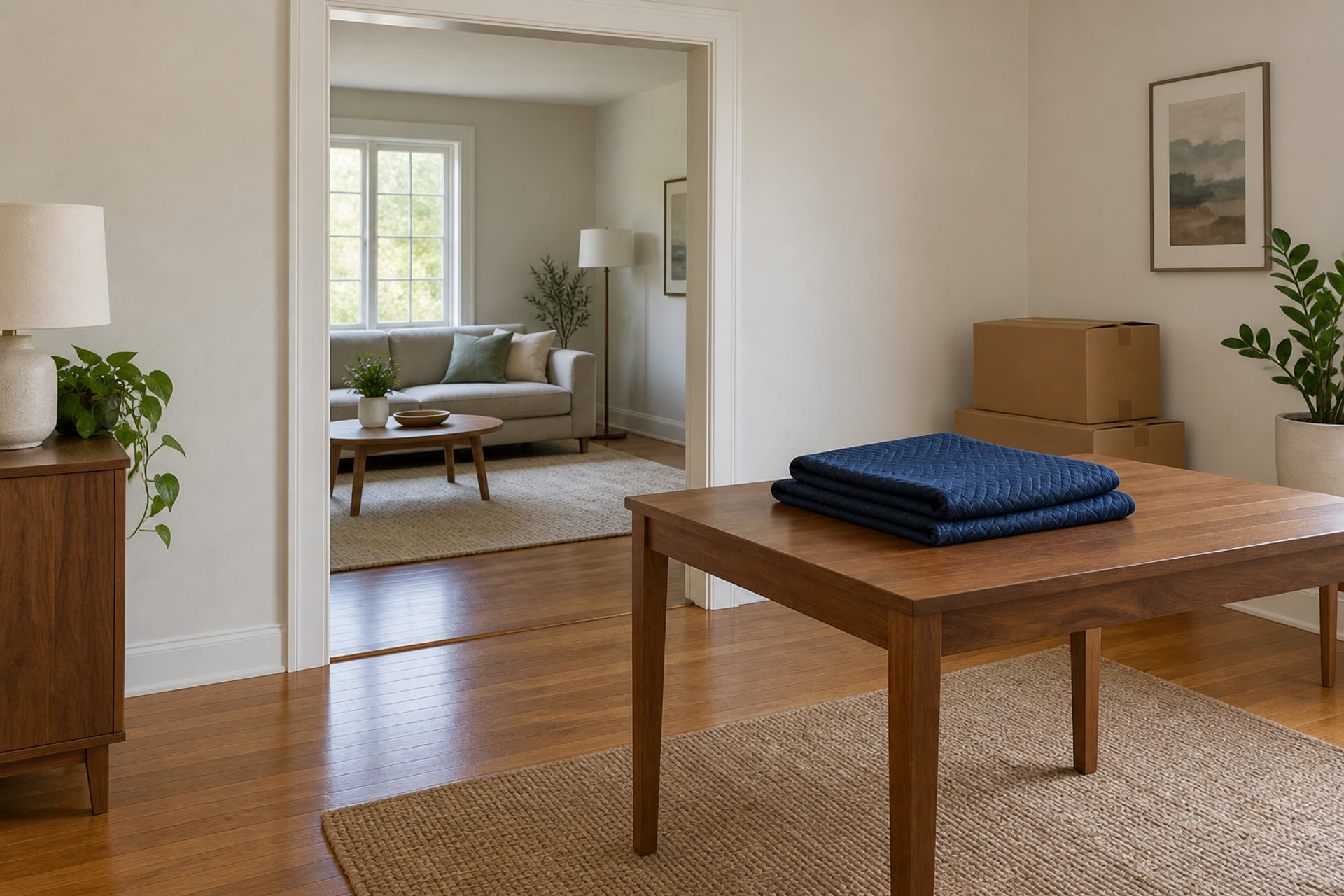 Furniture and a clear route through an apartment doorway
