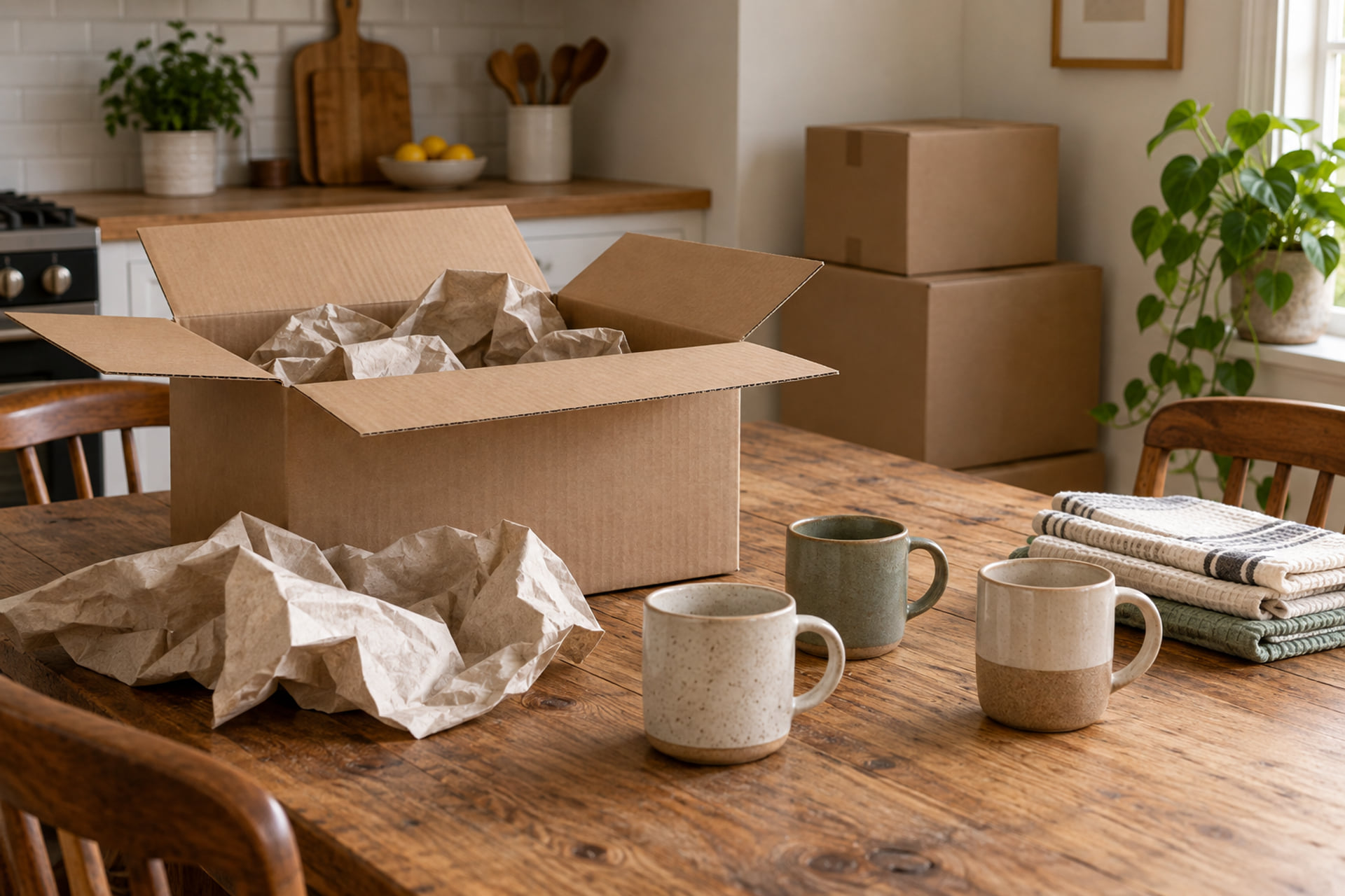Selected household contents being prepared for packing