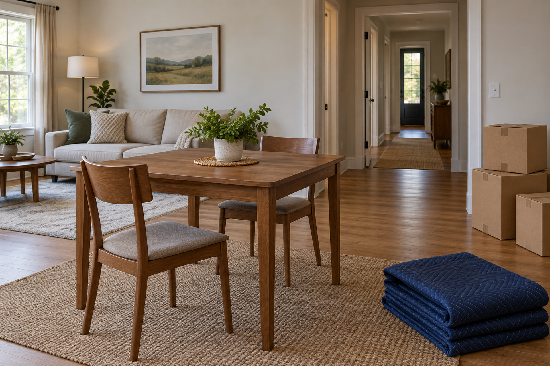Furniture prepared beside a home entry route